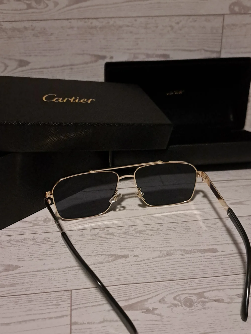 Cartier Gold Sunglasses with Black Lenses